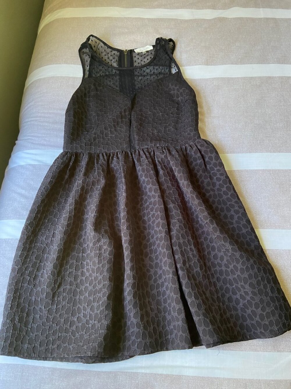 EUC Sugarlips Black Fit and Flare Dress with Sheer Mesh Detail Sz M